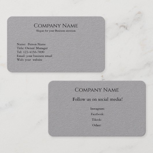 Carte de visite éditable pour tout type d'entrepri (Devant / Derrière)