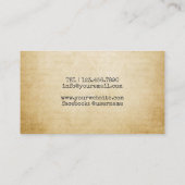 Carte De Visite Éditeur de caractères Vintage (Dos)