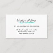 Carte De Visite Éditeur d'écrivain moderne turquoise bleu (Dos)