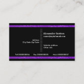 Carte De Visite Éditeur moderne violet, noir rayures verticales (Dos)