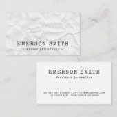 Carte De Visite Éditeur professionnel de rédacteur de livres blanc (Devant / Derrière)