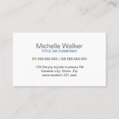 Carte De Visite Éditeur simple d'écriture moderne bleu-gris (Dos)