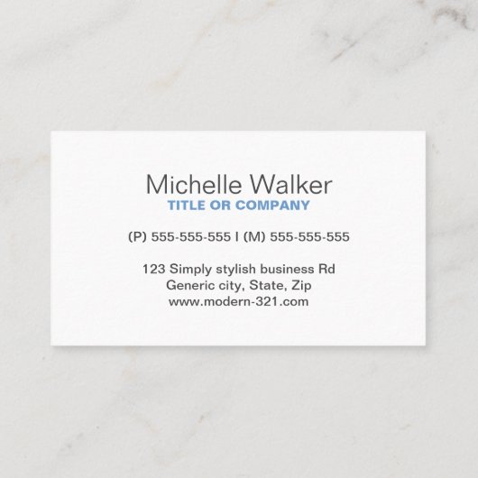 Carte De Visite Éditeur simple d'écriture moderne bleu-gris (Dos)