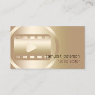Carte De Visite Éditeur vidéo Elegant Gold Video Strip Icon