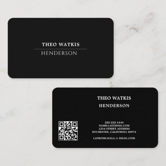 Carte De Visite Édition code qr noir blanc (Devant / Derrière)