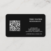 Carte De Visite Édition de code QR noir et blanc (Dos)