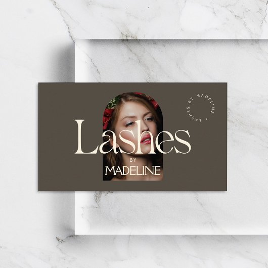 Carte De Visite Éditorial Chic Texte Lashes Ivory/Brown