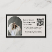 Carte De Visite Editorial Photo Logo Black QR Code Business Card (Dos)