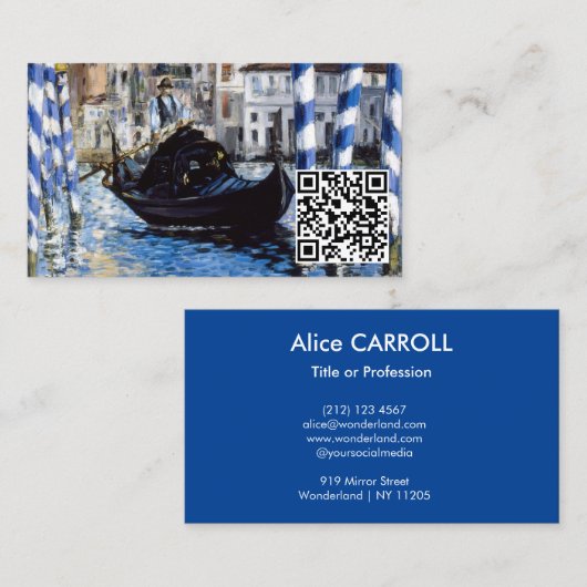 Carte De Visite Edouard Manet - Grand Canal, Venise - Code QR (Devant / Derrière)