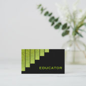 Carte De Visite Éducateur de rayures verticales vertes et noires m (Debout devant)