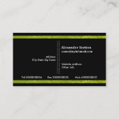 Carte De Visite Éducateur de rayures verticales vertes et noires m (Dos)