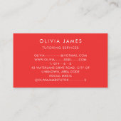 Carte De Visite Éducation à l'apprentissage Tutorat et enseignemen (Dos)