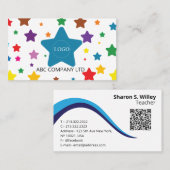 Carte de visite éducative unique étoile colorée (Devant / Derrière)