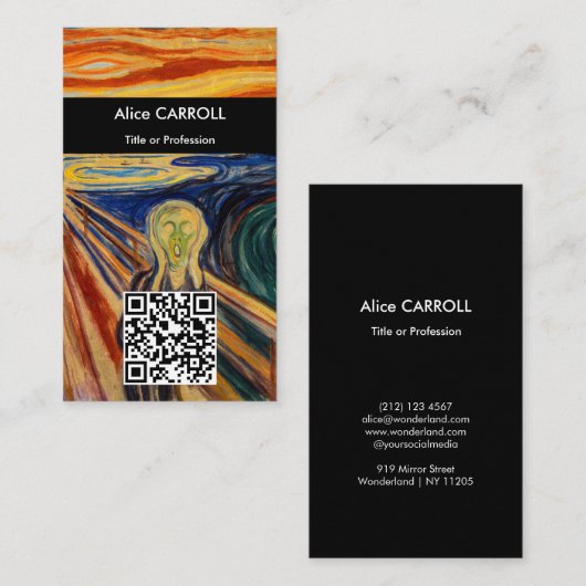 Carte De Visite Edvard Munch - The Scream 1910 - QR Code (Devant / Derrière)