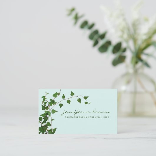 Carte De Visite Eeucalyptus vert feuille doux (Debout devant)