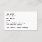 Carte De Visite Effacement de la suppression de l'ajustement de l' (Dos)