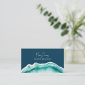 Carte de visite effet agate luxe bleu (Debout devant)