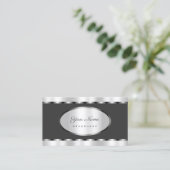 Carte De Visite Effet Argent flashy avec gris foncé professionnel (Debout devant)