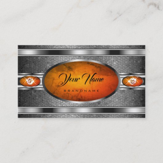 Carte De Visite Effet Argent remarquable Marbre orange motif (Devant)