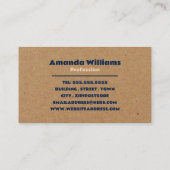 Carte De Visite Effet Balayage Bleu & Kraft, Style Rétro (Dos)