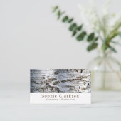 Carte De Visite Effet Bois de bouleau blanc, rustique (Debout devant)