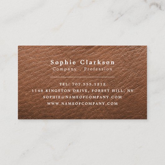 Carte De Visite Effet Cuir Brown, Rustique (Dos)
