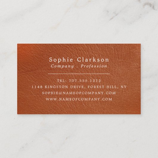 Carte De Visite Effet Cuir orange, Rustique (Dos)