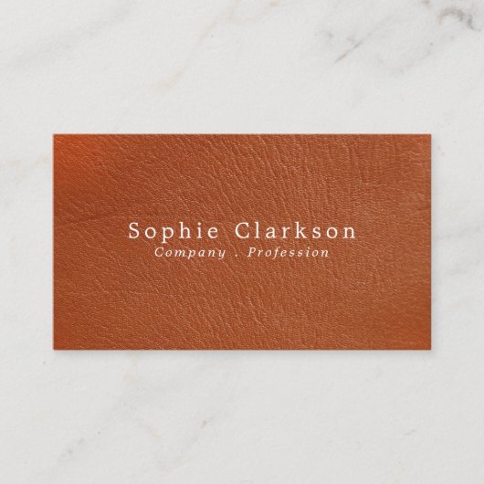 Carte De Visite Effet Cuir orange, Rustique (Devant)