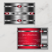 Carte De Visite Effet d'argent et couleurs de dégradé rouge (Devant / Derrière)