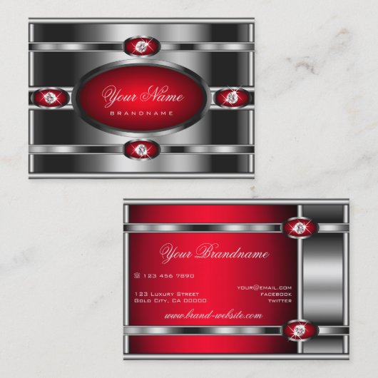 Carte De Visite Effet d'argent et couleurs de dégradé rouge (Devant / Derrière)