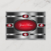 Carte De Visite Effet d'argent et couleurs de dégradé rouge (Devant)