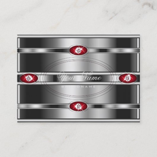 Carte De Visite Effet d'argent et couleurs de dégradé rouge (Devant)