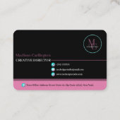 Carte De Visite Effet de foil à lignes torsadées rose et sarcelle (Dos)