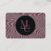 Carte De Visite Effet de foil à lignes torsadées rose et sarcelle (Devant)