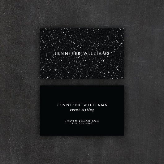 Carte De Visite Effet de Parties scintillant noire chic moderne | 