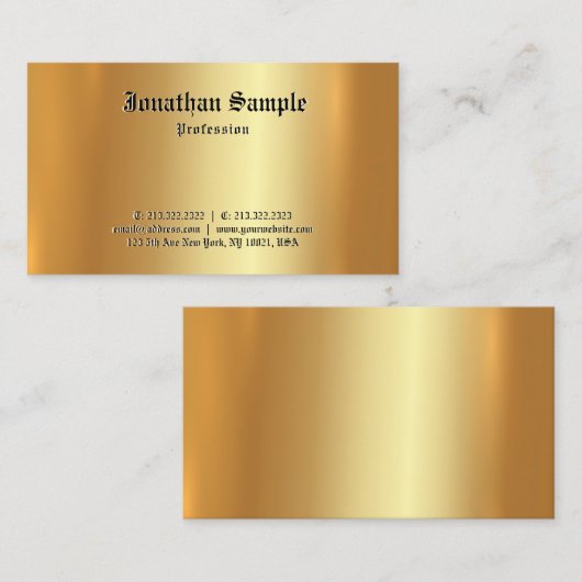 Carte De Visite Effet Elégant Emboss Or Personnalisé Ancienne Poli (Devant / Derrière)