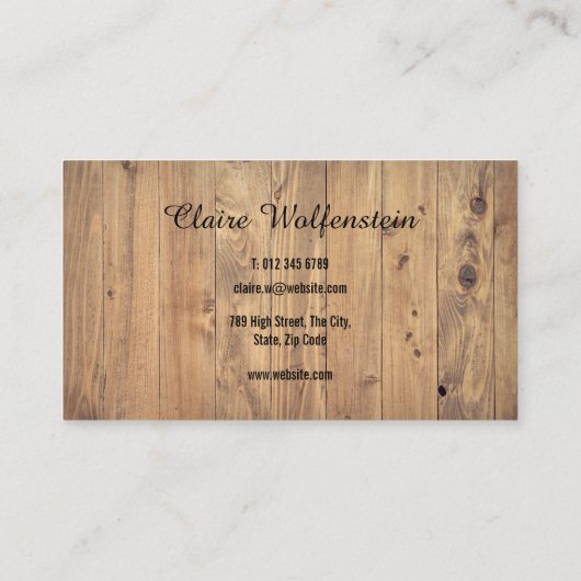Carte De Visite Effet en bois rustique simple (Dos)