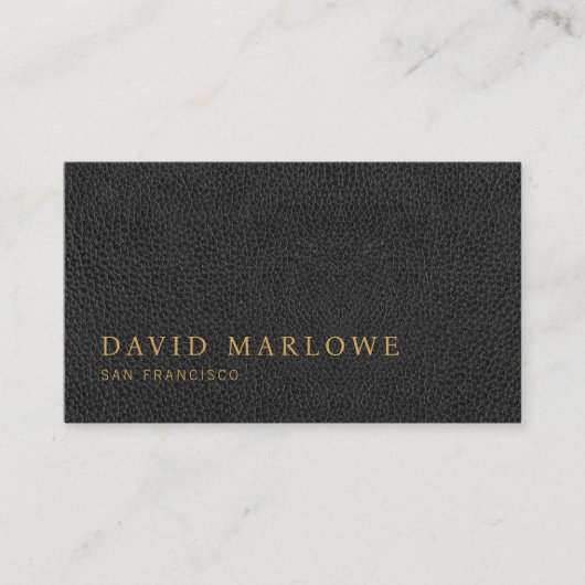 Carte De Visite Effet en cuir noir professionnel moderne (Devant)