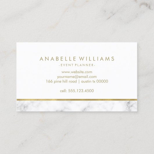 Carte De Visite effet marbre et cadre en or (Dos)