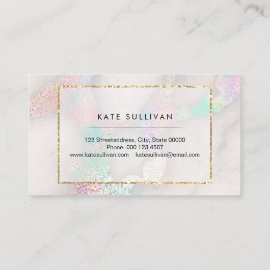 carte de visite effet marbre faux iridescent (Dos)