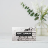 Carte De Visite Effet mur de brique blanche, rustique (Debout devant)