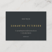 Carte De Visite Effet or, anneaux or, gris foncé, texte gras (Dos)