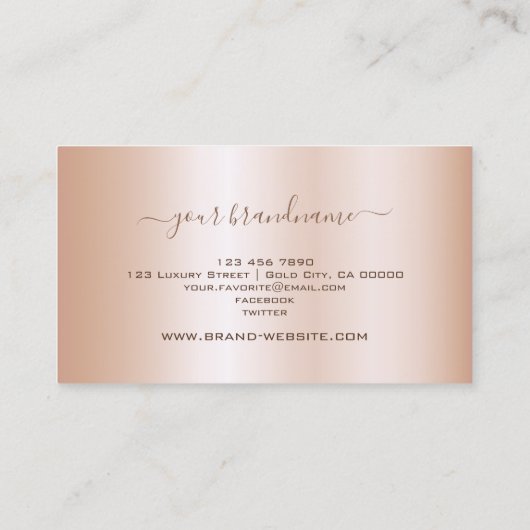 Carte De Visite Effet Or Rose de luxe avec Frame Professional (Dos)