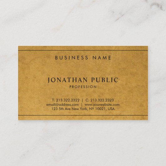 Carte De Visite Effet papier Kraft moderne créatif Unique Plain (Dos)