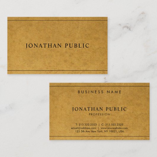 Carte De Visite Effet papier Kraft moderne créatif Unique Plain (Devant / Derrière)