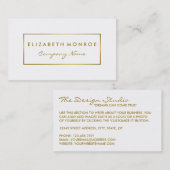 Carte De Visite Effet simple à huile blanche et or (Devant / Derrière)