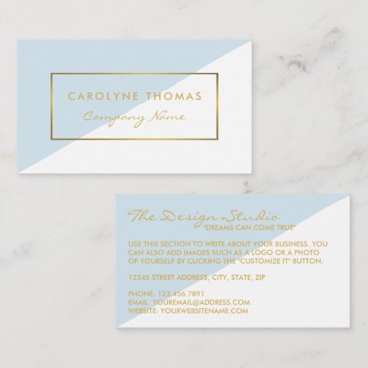 Carte De Visite Effet simple Géométrique Blanc & Or Foil (Devant / Derrière)