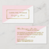 Carte De Visite Effet simple Géométrique Blanc & Or Foil (Devant / Derrière)