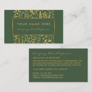 Carte De Visite Effet vintage de feuille d'huile verte et or