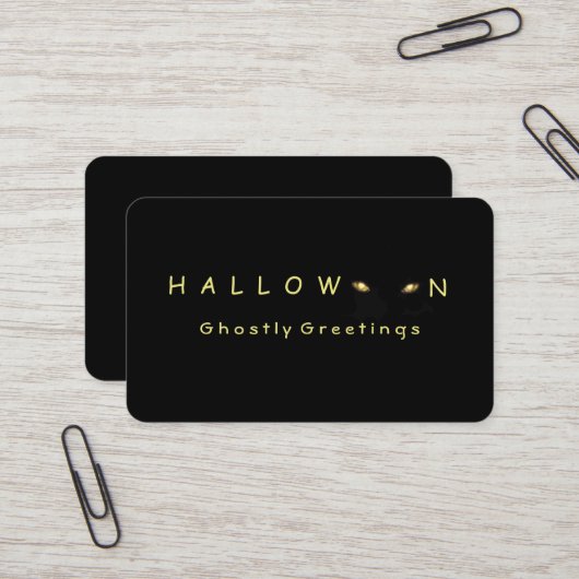Carte de visite éffrayant Halloween Cat Eyes (Devant/Arrière en situation)
